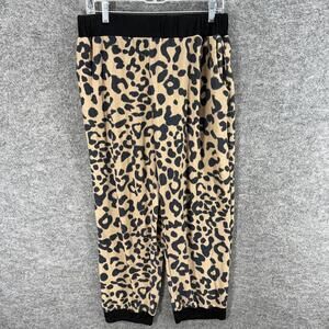 Celeste Pants Women XL Beige Animal Print Mid Rise Flat Front Chino Pull On